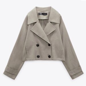 Zara Gray Cropped Trench Coat